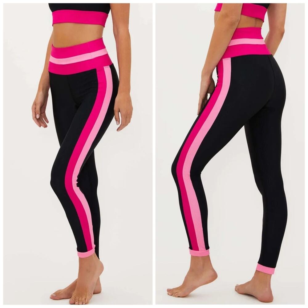 Beach Riot Amour Melinda Leggings XL Black Pink Colorblock High Rise Athletic